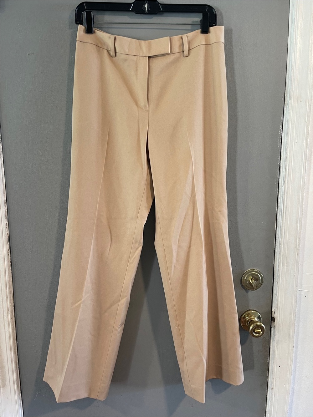 Brooks Brothers Petite Womens Pants Sz 8P Beige Mid Rise Straight Lined 100%Wool